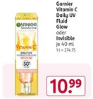 Vitamin C Daily UV Fluid Glow oder Invisible Angebote von Garnier bei Rossmann Hamburg für 10,99 €