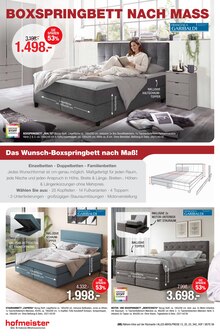 Boxspringbett im aktuellen hofmeister Prospekt (Stuttgart) Boxspringbett im hofmeister Prospekt "SCHLAFEN SPEZIAL" mit 8 Seiten (Stuttgart)
