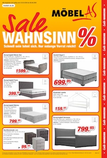 Bett im Möbel AS Prospekt "Modern wohnen zum Wohlfühlpreis" mit 16 Seiten (Ludwigshafen (Rhein))