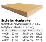 Aktuelles Buche Werkbankplatten Angebot bei Holz Possling in Berlin ab 109,00 €