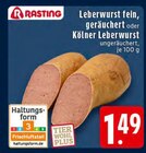 Leberwurst fein, geräuchert im Angebot bei E center in Remscheid Leberwurst fein, geräuchert Angebote von Rasting bei E center Remscheid für 1,49 €