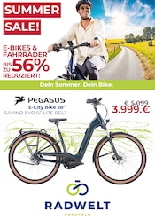 Aktueller Radwelt Coesfeld Prospekt mit City Bike, "SUMMER SALE! E-BIKES &FAHRRÄDER BIS ZU 56% REDUZIERT!", Seite 1
