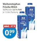 Fett im V-Markt Prospekt Frische Milch 1,5 % Fett von Weihenstephan im aktuellen V-Markt Prospekt für 0,99 €