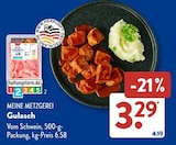 Gulasch Angebot im ALDI SÜD Prospekt Gulasch im ALDI SÜD Prospekt zum Preis von 3,29 €