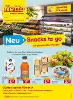 Netto Marken-Discount Prospekt "NEU - Snacks to go - Für den schnellen Hunger!", 2 Seiten, für Reinheim, 17.02.2020 - 22.02.2020 Netto Marken-Discount Prospekt "NEU - Snacks to go - Für den schnellen Hunger!", 2 Seiten, für Reinheim, 17.02.2020 - 22.02.2020