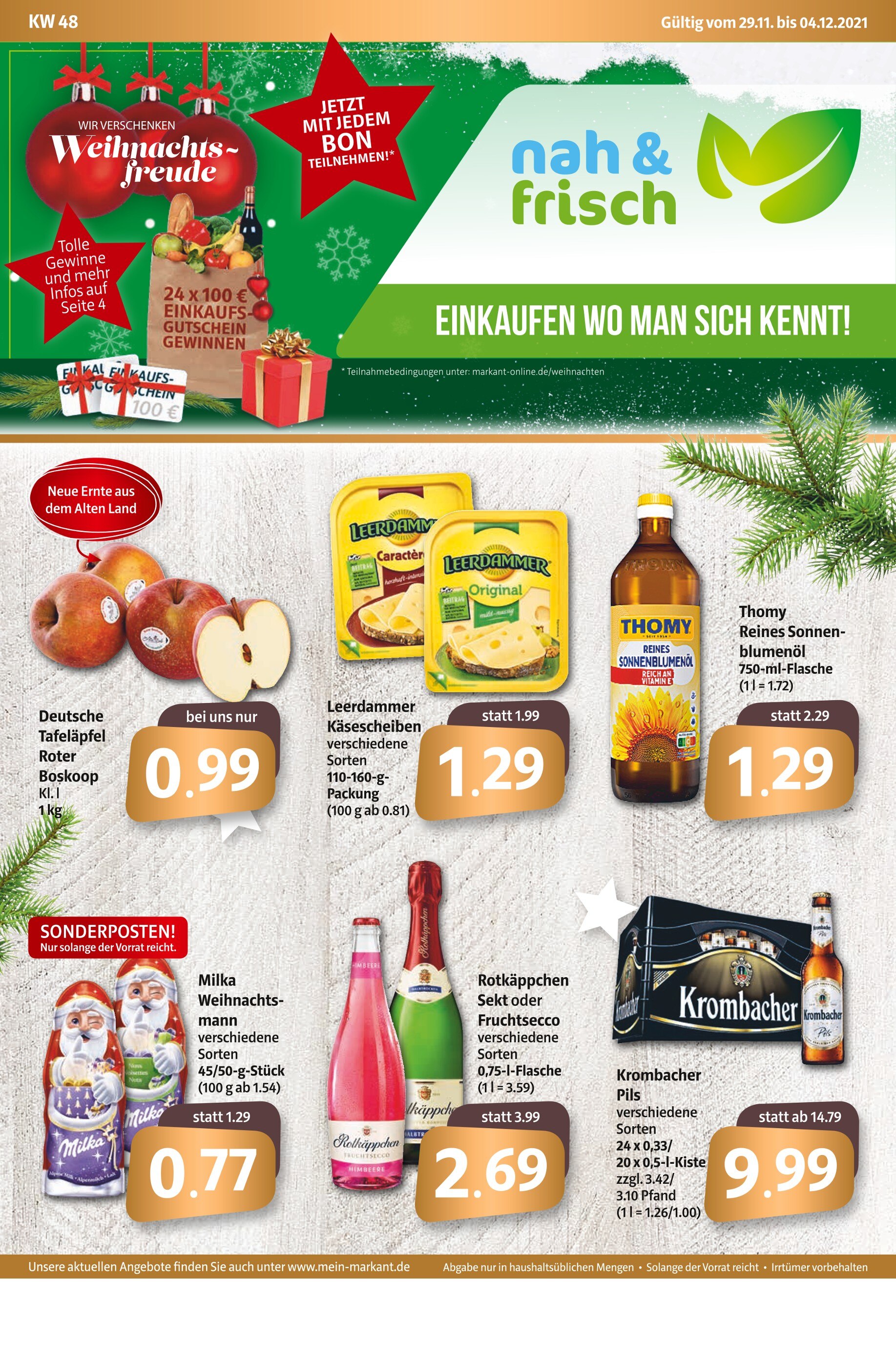 nah&frisch Prospekt für Marienfeld mit 9 Seiten nah&frisch Prospekt für Marienfeld: "Wir verschenken Weihnachtsfreude", 9 Seiten, 29.11.2021 - 04.12.2021
