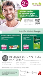 mea - meine apotheke Prospekt für Buch mit 4 Seiten mea - meine apotheke Prospekt für Buch: "Unsere August-Angebote", 4 Seiten, 01.08.2026 - 31.08.2026