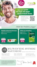mea - meine apotheke Apotheken Prospekt der aktuellen Woche mit 4 Seiten, gültig von 01.08.2026 bis 31.08.2026, in Moosburg und Umgebung Aktueller mea - meine apotheke Apotheken Prospekt in Moosburg und Umgebung, "Unsere August-Angebote" mit 4 Seiten, 01.08.2026 - 31.08.2026