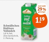 Haltbare Vollmilch im Angebot bei tegut in Ludwigshafen Haltbare Vollmilch Angebote von Schwälbchen bei tegut Ludwigshafen für 1,19 €