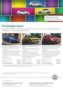 Volkswagen Prospekt #LässigLeasen mit  Seiten in Plauen und Umgebung