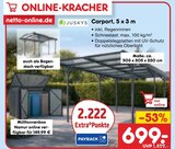 Carport 5x3 m im Angebot bei Netto Marken-Discount in Suhl Carport 5x3 m Angebote von JUSKYS bei Netto Marken-Discount Suhl für 149,99 €