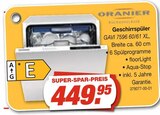 Geschirrspüler GAVI 7596 60/61 XL Angebote von Oranier bei Möbel AS Heilbronn für 449,95 €