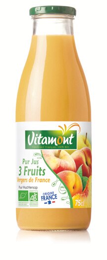 Pur jus cocktail 3 fruits pomme/pêche/abricot - NaturéO à Angers Pur jus cocktail 3 fruits pomme/pêche/abricot en promo chez NaturéO Angers à 1,79 €