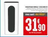 Promo CHAUFFAGE MOBILE 1350/2000 W à 31,90 € dans le catalogue Brico Cash à Persan