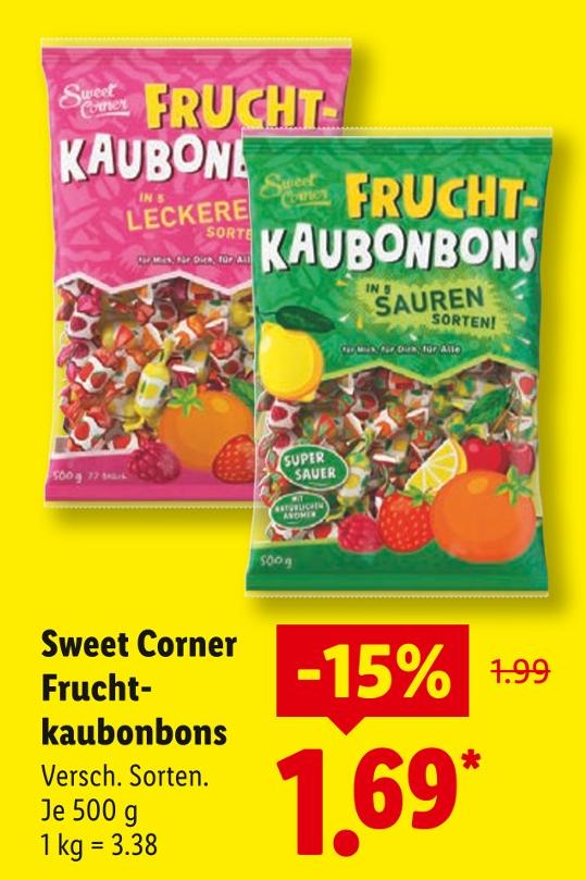 Frucht-Kaubonbons Saure Sorten