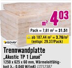 Hornbach Ludwigsfelde - Trennwandplatte „Akustic TP 1 Lanae“ Angebot im Prospekt Trennwandplatte „Akustic TP 1 Lanae“ bei Hornbach im Ludwigsfelde Prospekt für 29,37 €