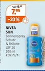 Sonnenspray im Müller Prospekt SUN von NIVEA im aktuellen Müller Prospekt für 7,95 €
