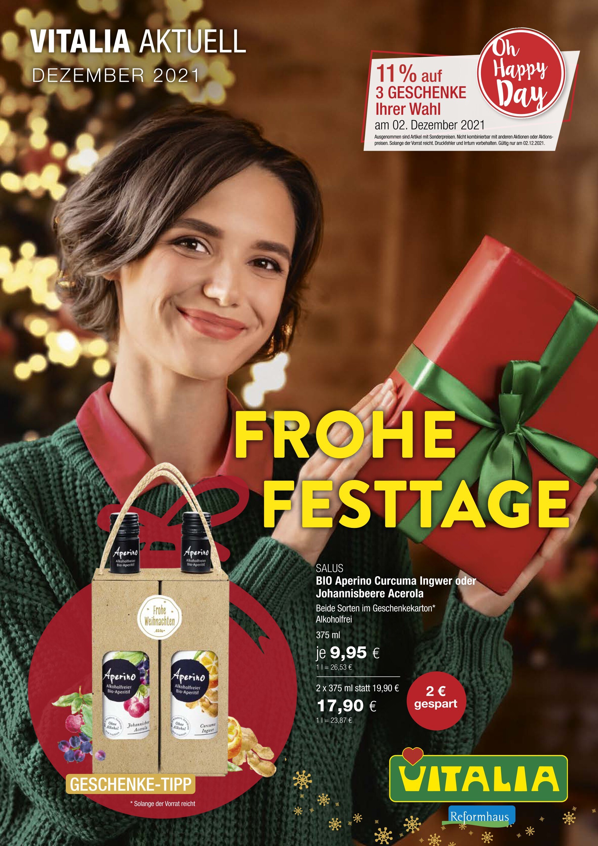 VITALIA Reformhaus Prospekt für Karlsruhe mit 8 Seiten VITALIA Reformhaus Prospekt für Karlsruhe: "FROHE FESTTAGE", 8 Seiten, 01.12.2021 - 31.12.2021