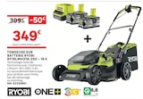 Tondeuse sur batterie RY18LMH37A-250 – 18 V - RYOBI - LEROY MERLIN Tondeuse sur batterie RY18LMH37A-250 – 18 V - RYOBI à 349,00 € dans le catalogue LEROY MERLIN