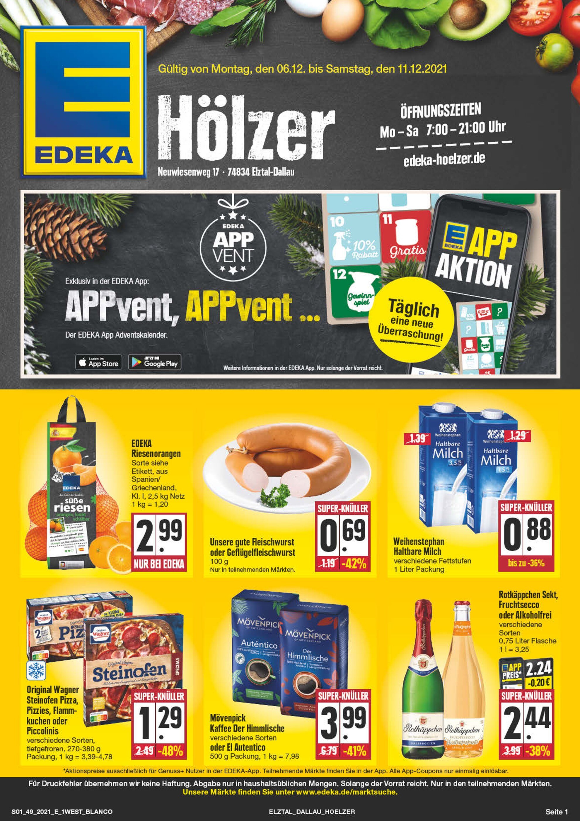 EDEKA Prospekt für Mosbach mit 28 Seiten EDEKA Prospekt für Mosbach: "Top Angebote!", 28 Seiten, 06.12.2021 - 11.12.2021