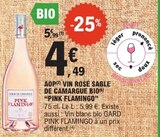 Vin rosé sable de camargue bio - PINK FLAMINGO en promo chez E.Leclerc Vin rosé sable de camargue bio - PINK FLAMINGO dans le catalogue E.Leclerc