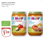 Aktuelles Bio Junior Menü Pasta Bambini Angebot bei GLOBUS in Mannheim ab 1,59 €