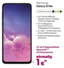 Smartphone Galaxy S10e bei A-Team Mobilfunk-Concept GmbH in Erftstadt Smartphone Galaxy S10e im Angebot bei A-Team Mobilfunk-Concept GmbH Erftstadt für 1,00 €