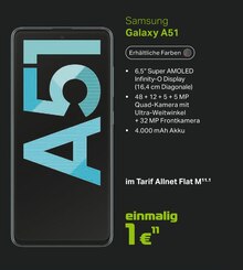 BSB mobilfunk Rostock - Galaxy A51 Galaxy A51 Angebot bei BSB mobilfunk Rostock im Prospekt "Wir sind für Sie da!"