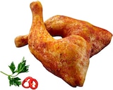 Fertig gebratene Hähnchenschenkel mit Rückenstück Angebote von REWE bei REWE Monheim für 1,99 €