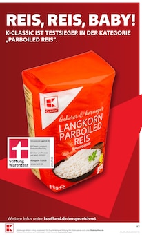 Parboiled Reis Angebot im Kaufland Prospekt, gültig von 10.09.2026 bis 16.09.2026 Parboiled Reis Angebot im aktuellen Kaufland Prospekt auf Seite 63
