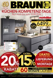 BRAUN Möbel-Center Möbel & Einrichtung Prospekt der aktuellen Woche mit 4 Seiten, gültig von 22.08.2026 bis 12.09.2026, in Loffenau und Umgebung Aktueller BRAUN Möbel-Center Möbel & Einrichtung Prospekt in Loffenau und Umgebung, "KÜCHEN-KOMPETENZ-TAGE" mit 4 Seiten, 22.08.2026 - 12.09.2026