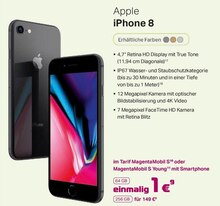 iPhone 8 bei Telekom Partner Tönisvorst in Neuss iPhone 8 im Angebot bei Telekom Partner Tönisvorst Neuss für 1,00 €