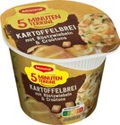 5 Minuten Terrine Kartoffelbrei mit Röstzwiebeln & Croutons oder 5 Minuten Terrine Nudeln in Rahmsauce von Maggi für 0,75 € bei REWE im Angebot 5 Minuten Terrine Kartoffelbrei mit Röstzwiebeln & Croutons oder 5 Minuten Terrine Nudeln in Rahmsauce von Maggi im aktuellen REWE Prospekt
