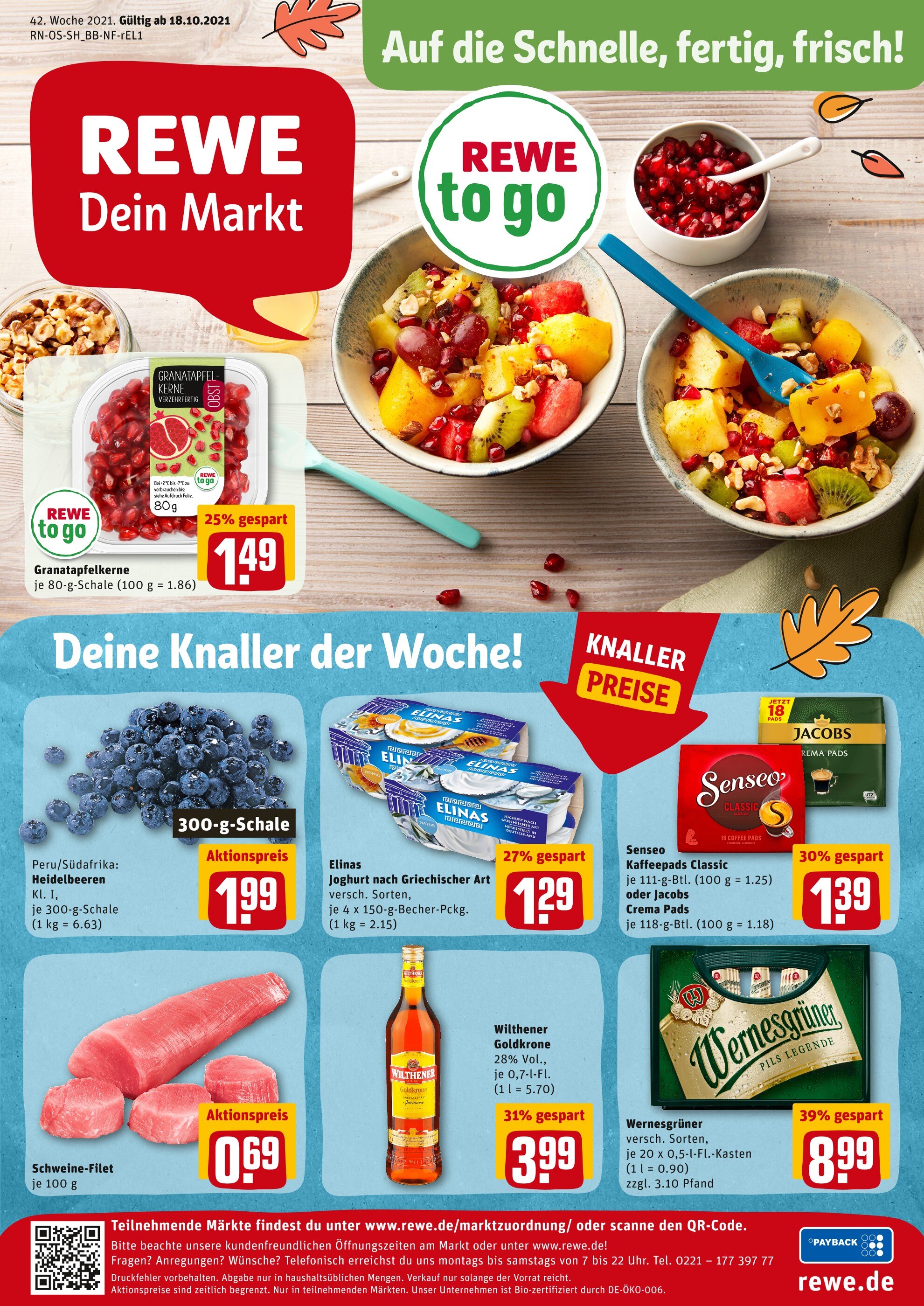REWE Prospekt für Meißen mit 29 Seiten REWE Prospekt für Meißen: "Angebote im Markt", 29 Seiten, 18.10.2021 - 23.10.2021