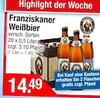 versch. Sorten von Franziskaner Weißbier im aktuellen Getränke City Prospekt für 14,49 €