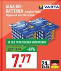 Alkaline-Batterien Longlife Power Mignon AA oder Micro AAA Angebote von Varta bei Marktkauf Neuss für 7,77 €