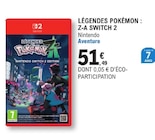 Légendes Pokémon : Z-A Switch 2 - Nintendo en promo chez E.Leclerc Cherbourg-Octeville à 51,49 €