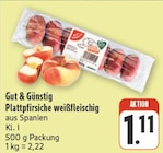 Plattpfirsiche weißfleischig bei nah und gut im Falkenhain Prospekt für 1,11 €