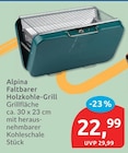 Faltbarer Holzkohle-Grill von Alpina im aktuellen budni Prospekt