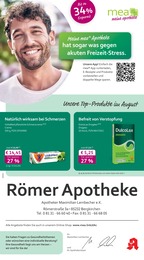 Apotheken Prospekt von mea - meine apotheke in Bergkirchen Aktueller mea - meine apotheke Apotheken Prospekt für Bergkirchen: Unsere August-Angebote mit 4} Seiten, 01.08.2026 - 31.08.2026