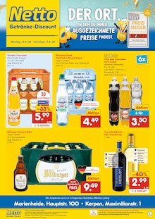 Bier im Netto Marken-Discount Prospekt "DER ORT, AN DEM DU IMMER AUSGEZEICHNETE PREISE FINDEST." mit 2 Seiten (Gummersbach)