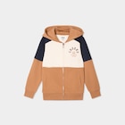 Sweat à capuche zippé Creeks camel garçon en promo chez La Halle Sweat à capuche zippé Creeks camel garçon dans le catalogue La Halle