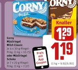 Müsliriegel Milch Classic oder Müsliriegel Schoko Angebote von Corny bei REWE Heidelberg für 1,29 €