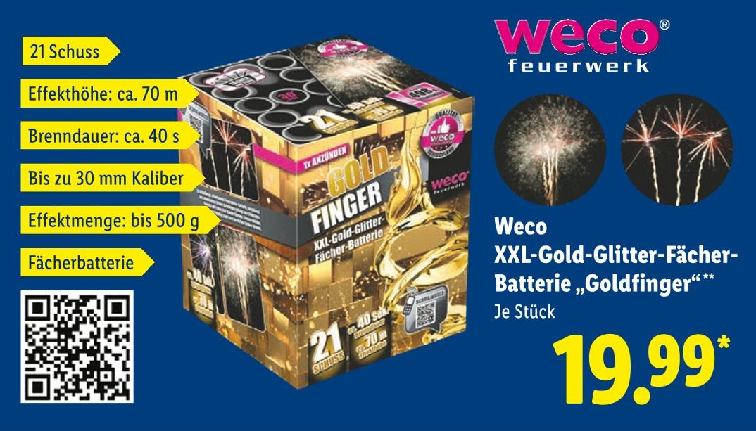 XXL-Gold-Glitter-Fächer-Batterie „Goldfinger“