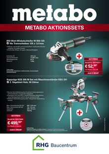 RHG Baucentrum Prospekt Metabo-Aktionssets – Jetzt ZUGREIFEN! mit  Seiten in Zwota und Umgebung