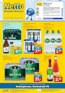 Bier im Netto Marken-Discount Prospekt "DER ORT, AN DEM DU IMMER AUSGEZEICHNETE PREISE FINDEST." mit 2 Seiten (Recklinghausen)