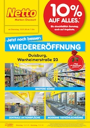 Netto Marken-Discount Prospekt für Duisburg: "Wiedereröffnung - 10% auf ALLES", 4 Seiten, 13.01.2026 - 17.01.2026