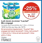 Lait demi-écrémé Bio engagé - Lactel en promo chez Monoprix Rouen à 7,88 €