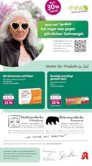 Aktueller mea - meine apotheke Prospekt "Unsere Juli-Angebote" Seite 1 von 4 Seiten