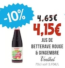 Jus de Betterave Rouge & Gingembre - VOELKEL à 4,15 € dans le catalogue Naturalia